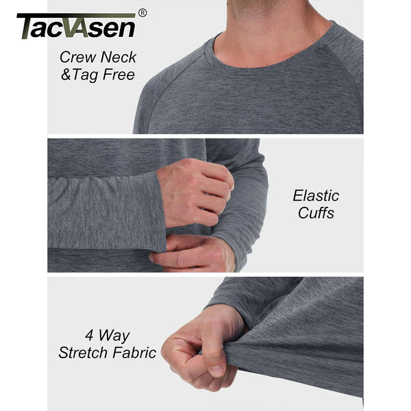 TACVASEN Quick Dry UPF 50+ Workout T-shirts Mens Long Sleeve Athletic Shirts Performance Sports Running Tee Tops Sun Protection