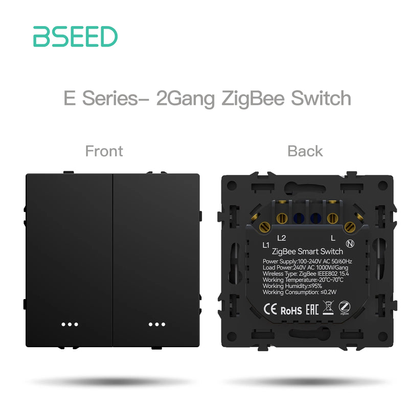 BSEED Zigbee Button Switch 1/2/3/4Gang Switch Module Smart Light Switch DIY Part Plastic Frame Smart Socket Part Tuya Smart Life