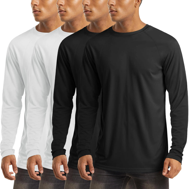 TACVASEN 4 Pack UPF 50+ Sun Protection T-shirts Men's Quick Dry Long Sleeve Athlectic T Shirts Performance Sports T-shirts Tee