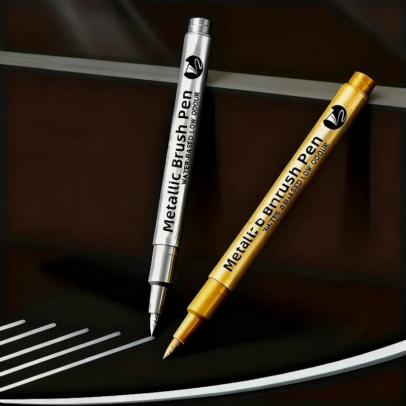 1/2Pcs Golden and Silvery Permanent Markers, for Painting, Stone Craft Gel Pen Art Products, Suitable for Glass,Ceramic.