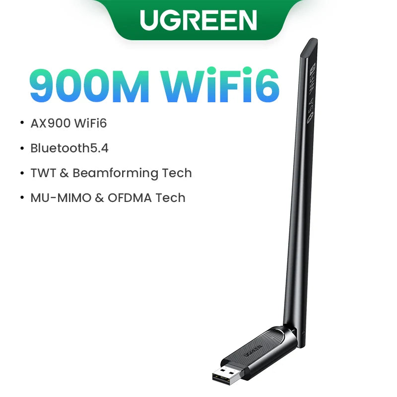 UGREEN WiFi Adapter AX900 AX1800 AC1300 WiFi6/5 5GHz&2.4GHz USB WiFi Dongle Antenna for Desktop Laptop USB Ethernet Network Card