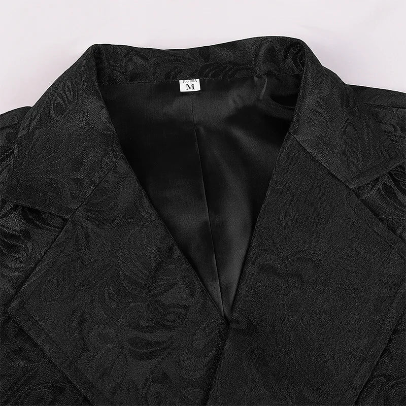 Men's Black Sleeveless Dress Vest Jacket, Halloween Top Vest, Black Vintage Single Breasted Embroidered Waistcoat