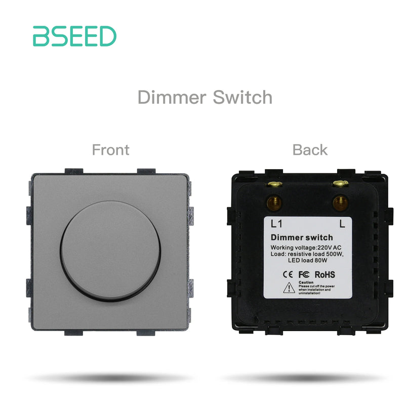 BSEED 1/2/3Gang Mechanical Button Switch Light Switch Function Part Crystal Glass Frame EU Wall Socket DIY Part Free Combination