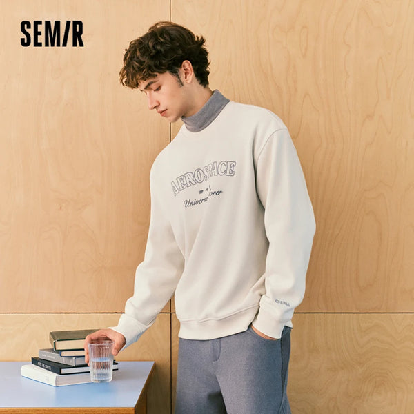 អាវយឺត Semir សម្រាប់បុរស ធ្វើពីរោមចៀម មានស្រទាប់រោមចៀម ប៉ាក់អក្សរ កមូល ឆ្នាំ២០២៦ សម្លៀកបំពាក់ប្រចាំថ្ងៃ រដូវរងាថ្មី រចនាបថសាមញ្ញបែបទីក្រុង