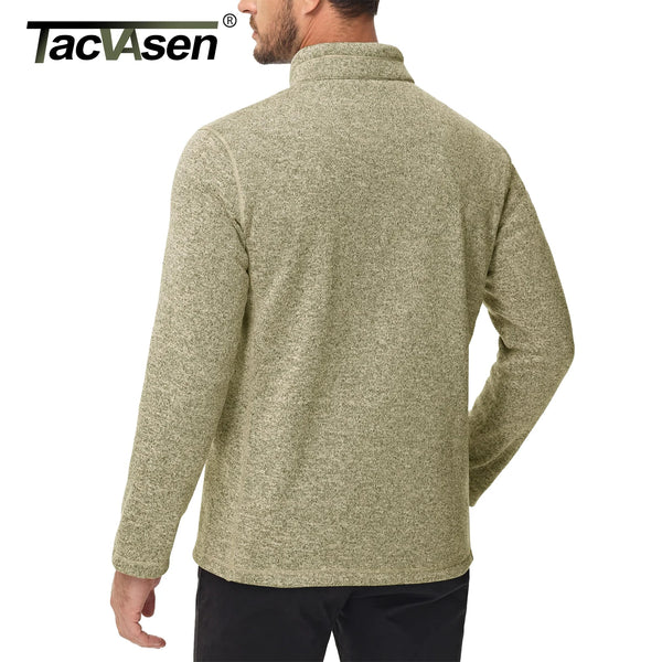 TACVASEN Mens Fleece Work Jackets Lightweight Spring Winter Full Zip Jacket Soft Casual Outdoor Hiking Coats with Zipper Pockets