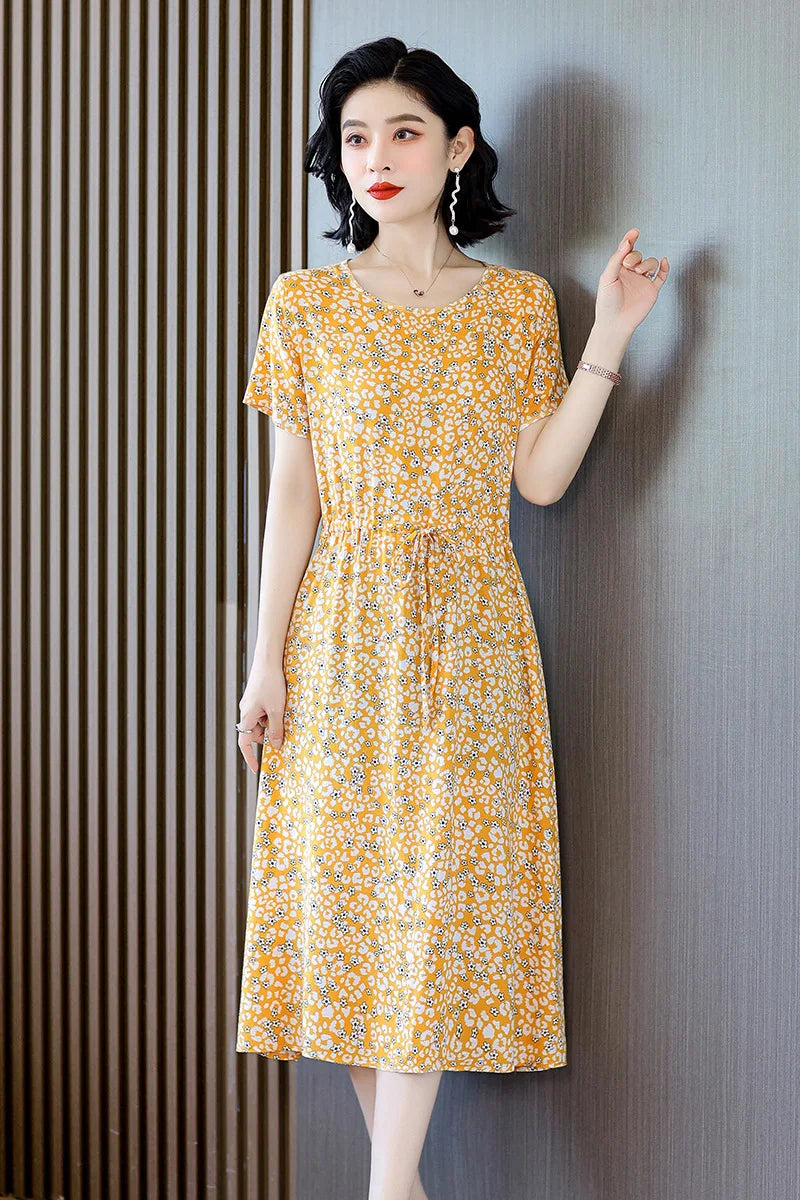 អាវទ្រនាប់សម្រាប់នារី XL-6XL អាវទ្រនាប់រដូវក្តៅដៃខ្លី បោះពុម្ពលើក្រណាត់កប្បាស សម្រាប់ម្តាយវ័យកណ្តាល