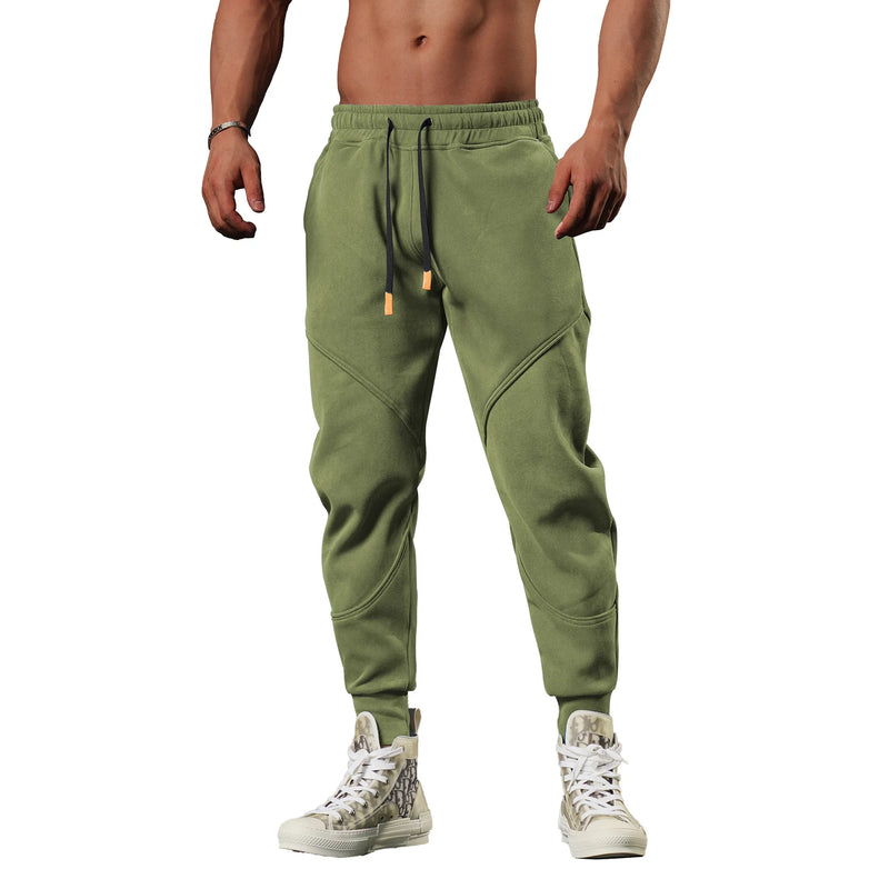2026 New Winter Men Cuffed Sports Pants, Fashionable Loose-fitting Sweatpants, Black and Gray Color-blocked Casual Trousers