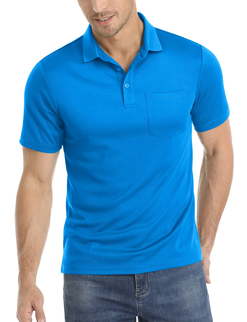 TACVASEN Summer Quick Dry Polos T-shirts Mens Breathable Sport Hiking Tee Shirts Casual Golf Polos T-Shirt Work Tops With Pocket