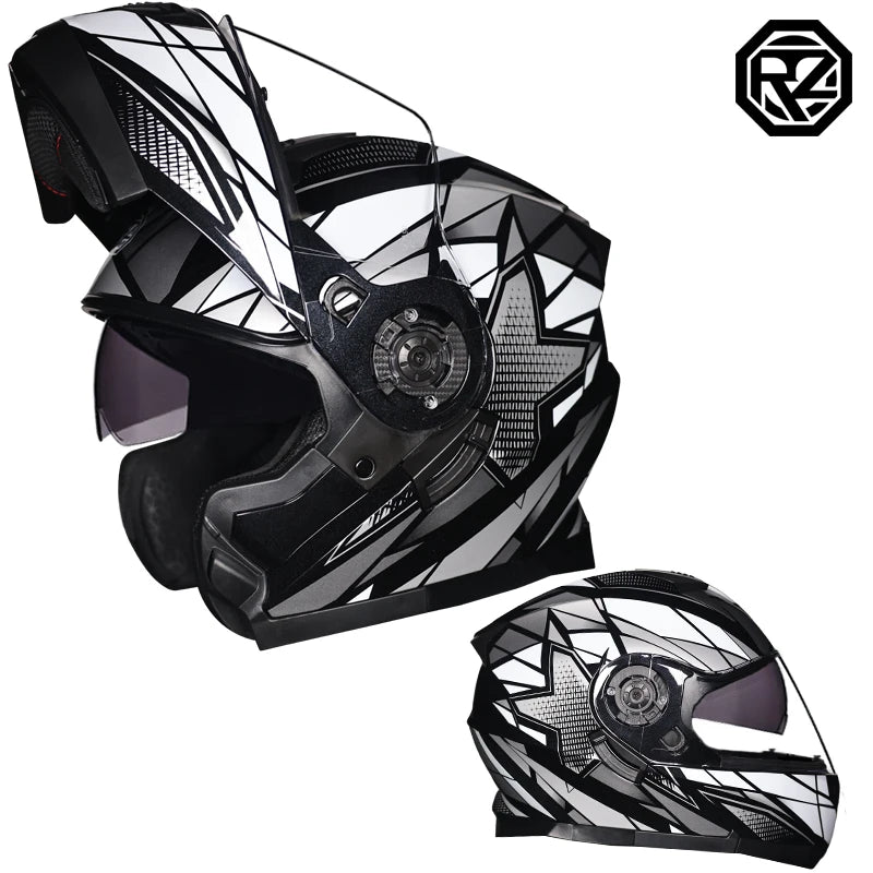 ORZ DOT Approved Full Face Helmets Crash Motorbike Protective Gear Men Women Flip Up Helmet Motorcycle Double Sun Visor