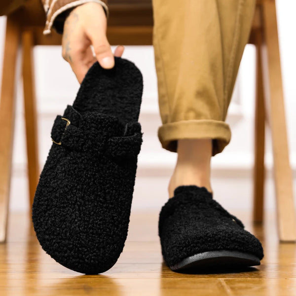 Couples Plush Slippers Autumn and Winter Non-Slip Comfort Unisex Casual Cotton Slippers Fashion Men's Outdoor Walking Slippers