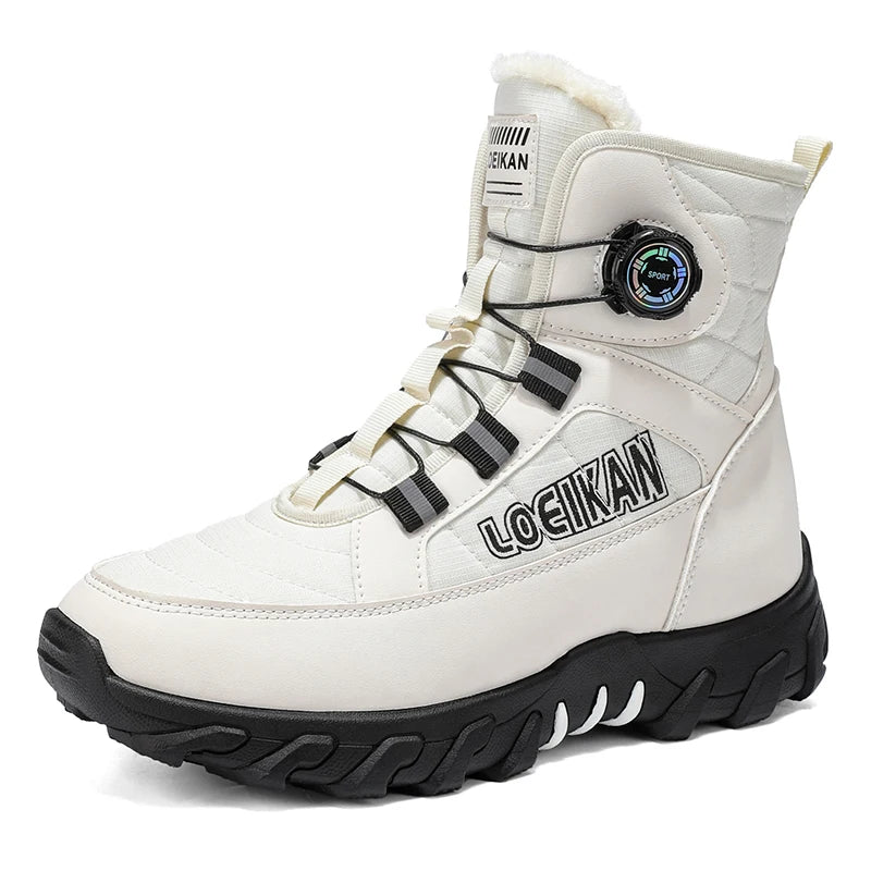 Men's Plus Size Casual Cotton Boots Winter New Warm Plush Soft Sole Anti-Slip Light Outdoor Comfort High-Top Snow Walking Boots