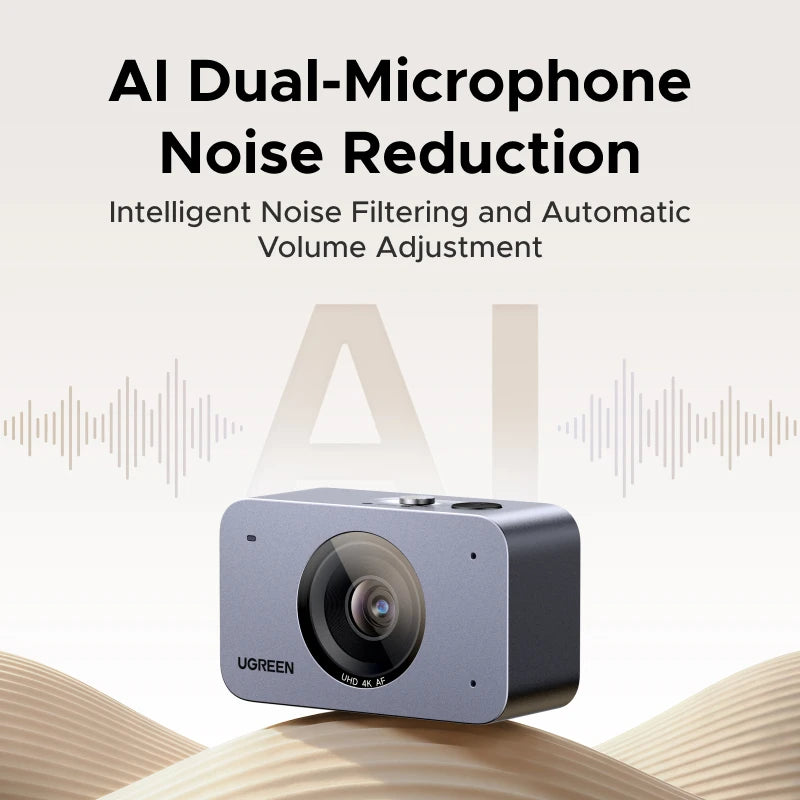 【2026 NEW】UGREEN 4K 1080P Auto Focus Webcam AI Noise Reduction Mic Face AE Web Camera with Privacy Cover Tripod for PC Mac
