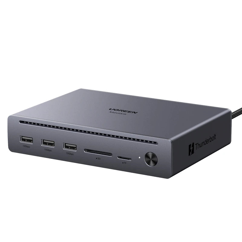UGREEN Maxidok Thunderbolt 5 Docking Station 10-in-1 USB-C HUB 2xTBT5 140W 120Gbps 8K60Hz DP SD&TF Gigabit RJ45 for Laptop PC