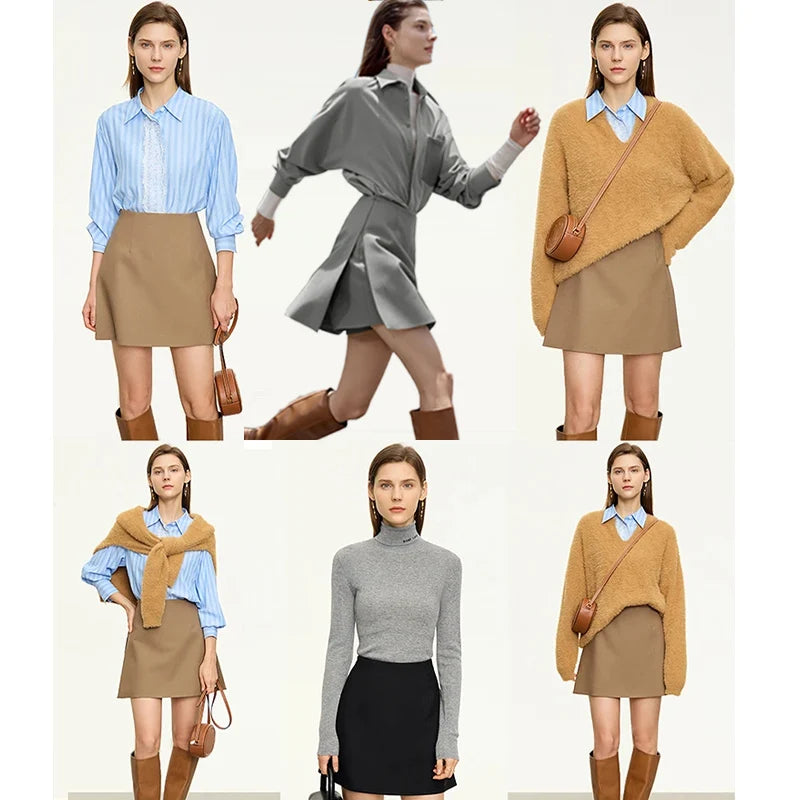 AMII សំពត់ខ្លីធម្មតាសម្រាប់នារី រចនាបថតិចតួចបំផុត រដូវស្លឹកឈើជ្រុះ ឆ្នាំ២០២៦ ម៉ូដថ្មីសម្រាប់នារីធ្វើដំណើរ សំពត់ខ្លីរាងអក្សរ A 12343035