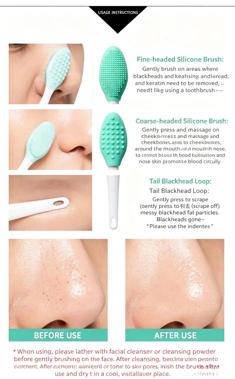 1PC/4PCS Beauty Skin Care Wash Face Silicone Brush Exfoliating Nose Clean Blackhead Removal Brushes Tools With Replacement Head