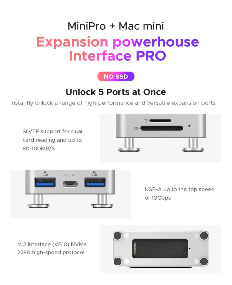 ORICO MiniPro for Mac mini M4 Expansion Docking Station usb hub 10Gbps Apple Accessories M.2 SSD Expansion Expansion Enclosure