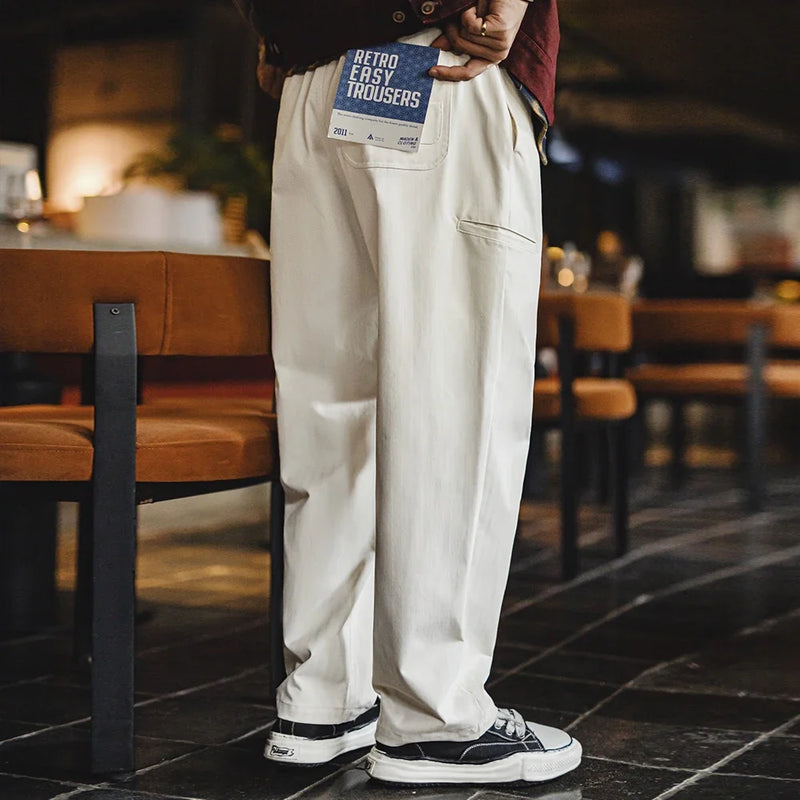 ខោ Maden Herringbone Easypants ធម្មតា Cleanfit Straight Tapered Solid Color Elastic Waistband Design Long Pants