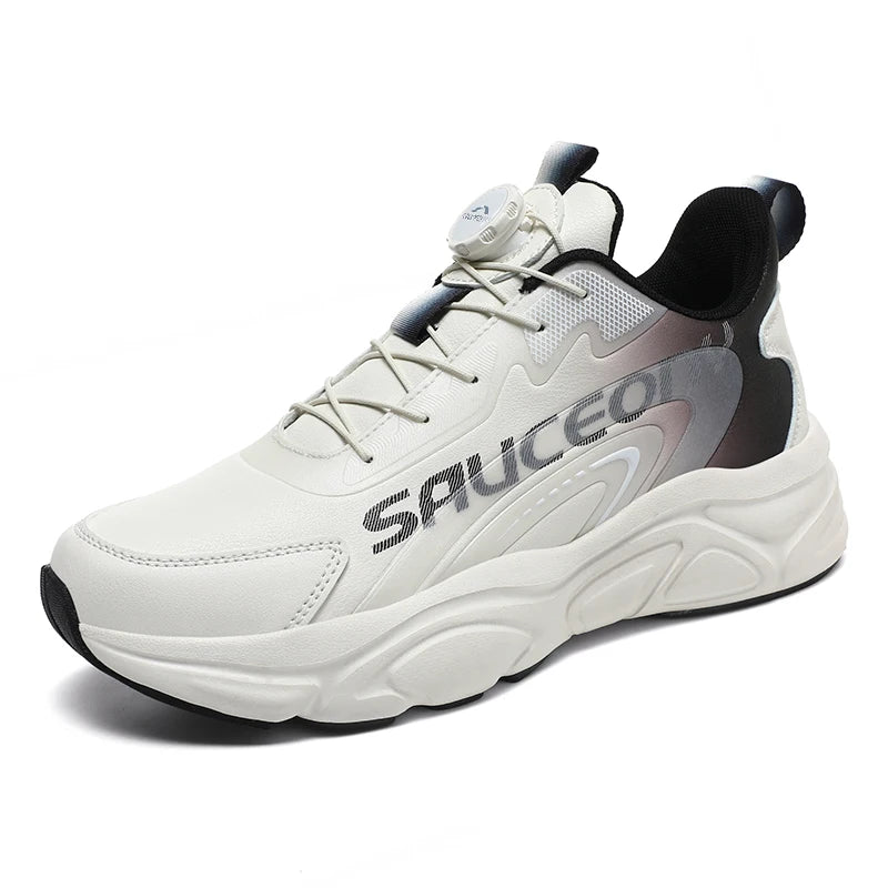 Men's Rotating button casual sneakers spring summer breathable light racing outdoor running shoes soft sole speed sports shoes