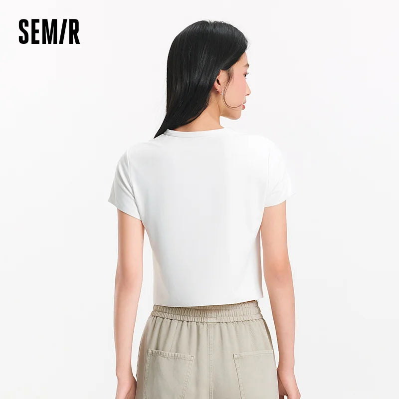 Semir Women Tshirt Moisture Wicking Quick Dry UV Protection Solid Petite 2026 Summer Basic Casual Style Slim Soft Comfy Top