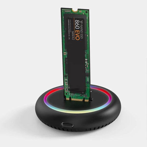 ស្ថានីយ៍ចត SSD M.2 ពិធីការពីរ Blueendless ភ្លើង LED RGB M.2 SATA USB C SSD Case NVME+NGFF HDD SSD Docking Station រឹងមាំ