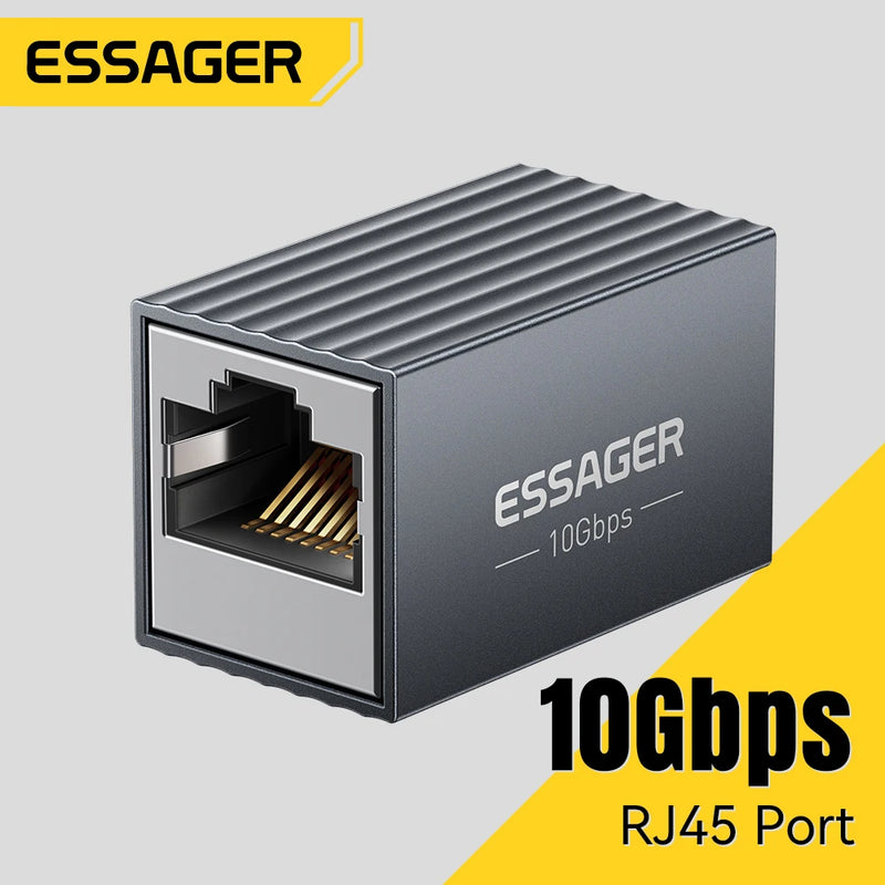 ឧបករណ៍ភ្ជាប់ Essager RJ45 10Gbps Network Extender Extender សម្រាប់ខ្សែ Cat8/7/6/5e Gigabit Ethernet Adapter ស្រីទៅស្រី Coupler