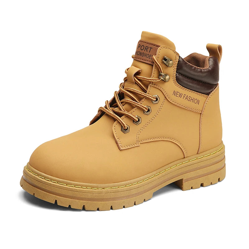 Men's fashion British casual boots spring and autumn new high-top soft sole non-slip youth outdoor high-top tooling yellow boots