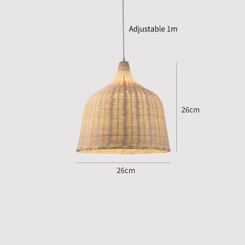 Japanese Style Pendant Light, Handmade Rattan Chandelier, Natural Woven Bamboo Wooden Lamp for Restaurant Cafe Home Decoration