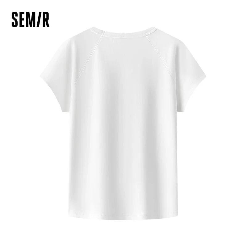 Semir Womens Tshirt 2026 Raglan Sleeve Slim Ink Letter Printed Street Style Slim Fit