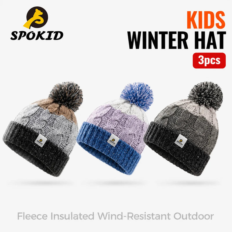WRELS Merino Wool Knitted Hat Thick Warm Skull Cap Windproof Ear Protection Boys Girls Kids Winter Hiking Outdoor Skiing  Beanie