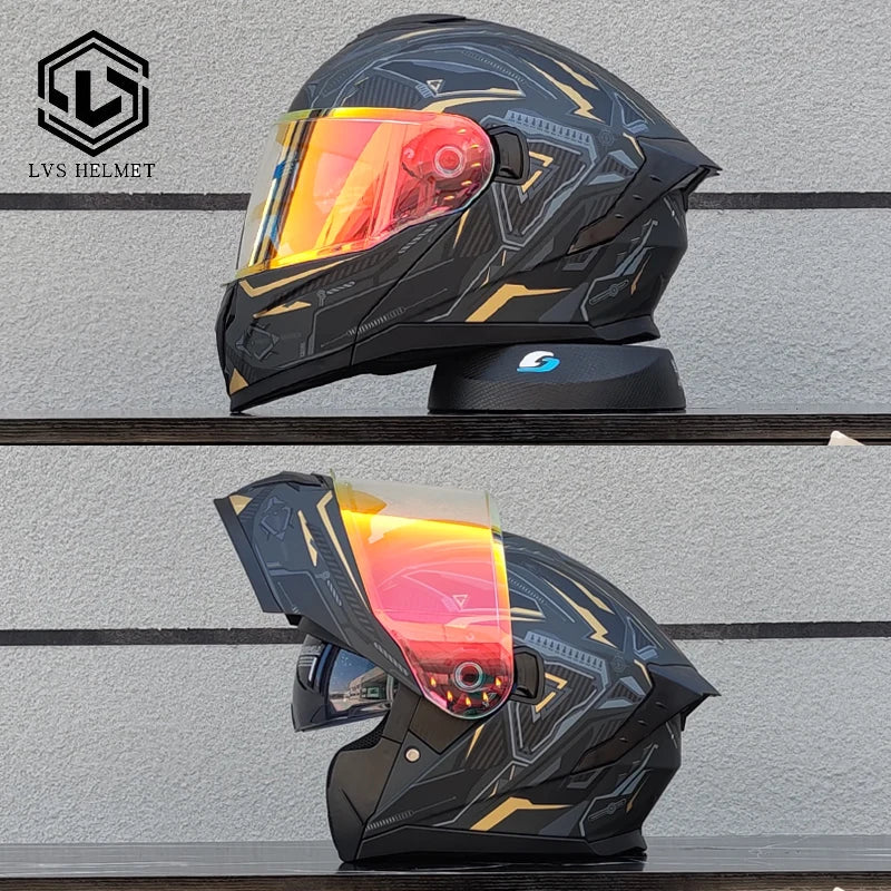 2025 latest motorcycle helmet modular flip helmet casque moto semi full duplex helmet suitable for both men and women LVS-909