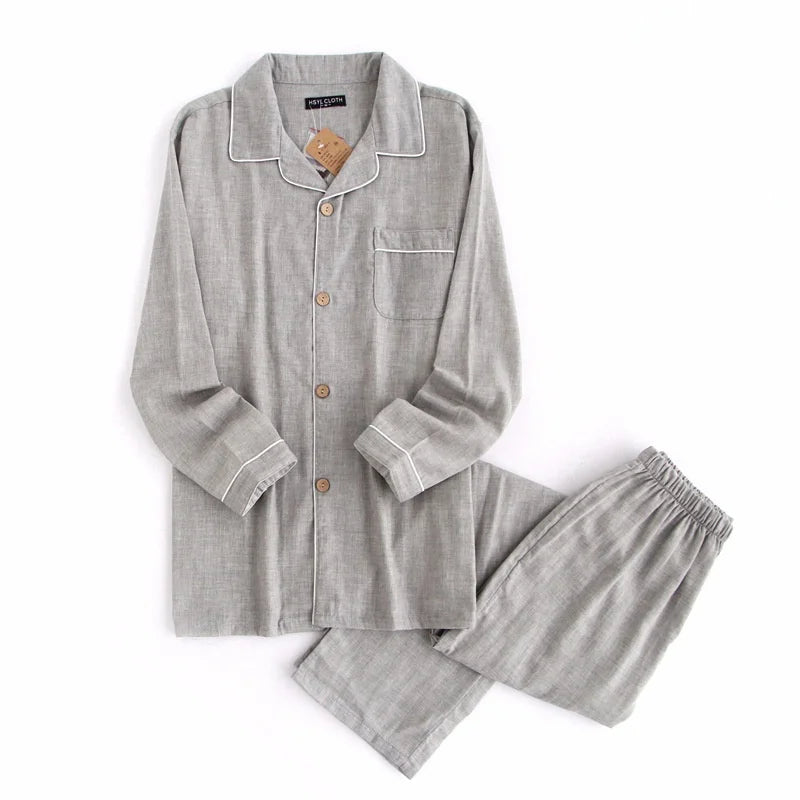 Couple Pajamas Sleepwear Clothes for Men's And Women's 100% Cotton Two-Piece Pyjama Set Autumn Casual Lapel Nightwear Pijama