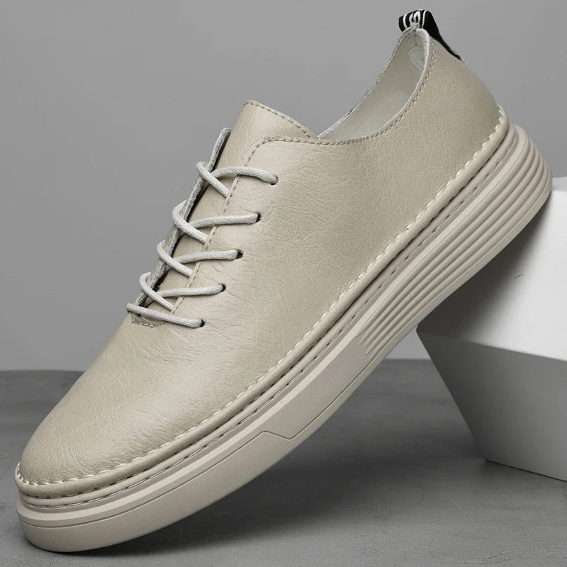 Summer Autumn Mens Retro Leather Casual Shoes Men Hollow Flat Shoes With Holes Big Size 46 47 Breathable Comfortable
