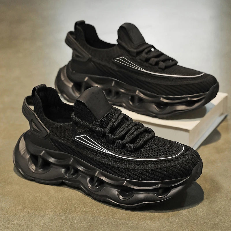 Men's thick sole casual sneakers four seasons breathable soft sole non-slip outdoor running shoes lightweight speed sports shoes