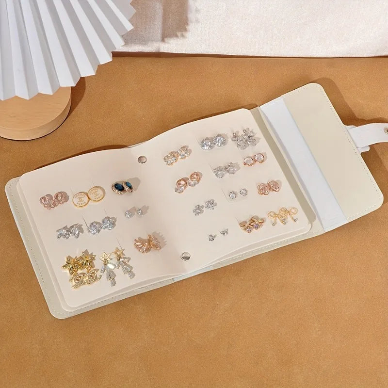 1pc Multifunctional Large Capacity Display Earring Necklace Storage Box,Portable,Suitable for Studs,Hoops and Pendant Earrings