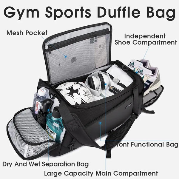 BANGE Gym Bag Fitness Wet Dry Waterproof Training Men Travel Shoulder Handbags Multifunction Work Out Swimming Duffle Bag Shoes
