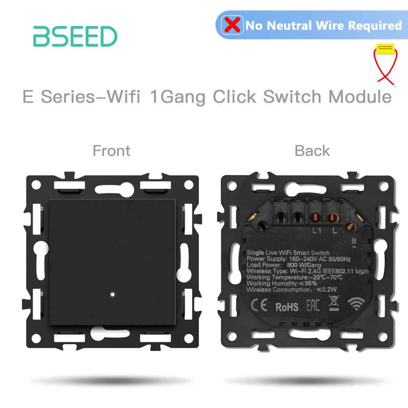 BSEED E Series Single WIFI Click Switch Function Part Smart Light Switch DIY Part Free Combination No Neutral Line