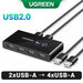 UGREEN USB KVM Switch USB 3.0 2.0 Switcher KVM Switch for Windows10 PC Keyboard Mouse Printer 2 PCs Sharing 4 Devices USB Switch USB-A 2.0 CHINA