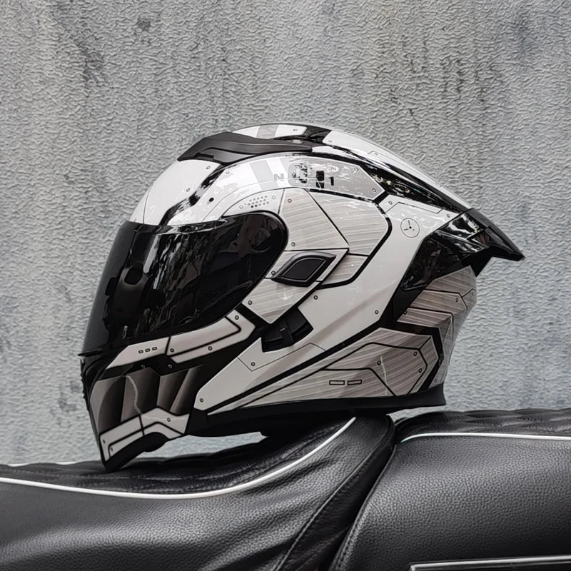 ORZ New DOT Quality Double Lens Flip Helmet Abs Full Face Motorcycle Off Road Motorcycle Racing Helmet Personalized Tail Wing