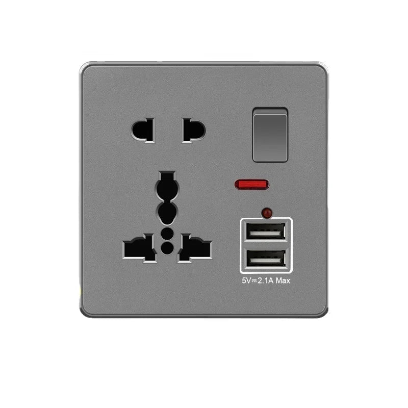 Grey UK USB Plug type c 18W Fast Charging Wall Socket, Universal 3.1A USB C socket, Water heater electrical light switch panel