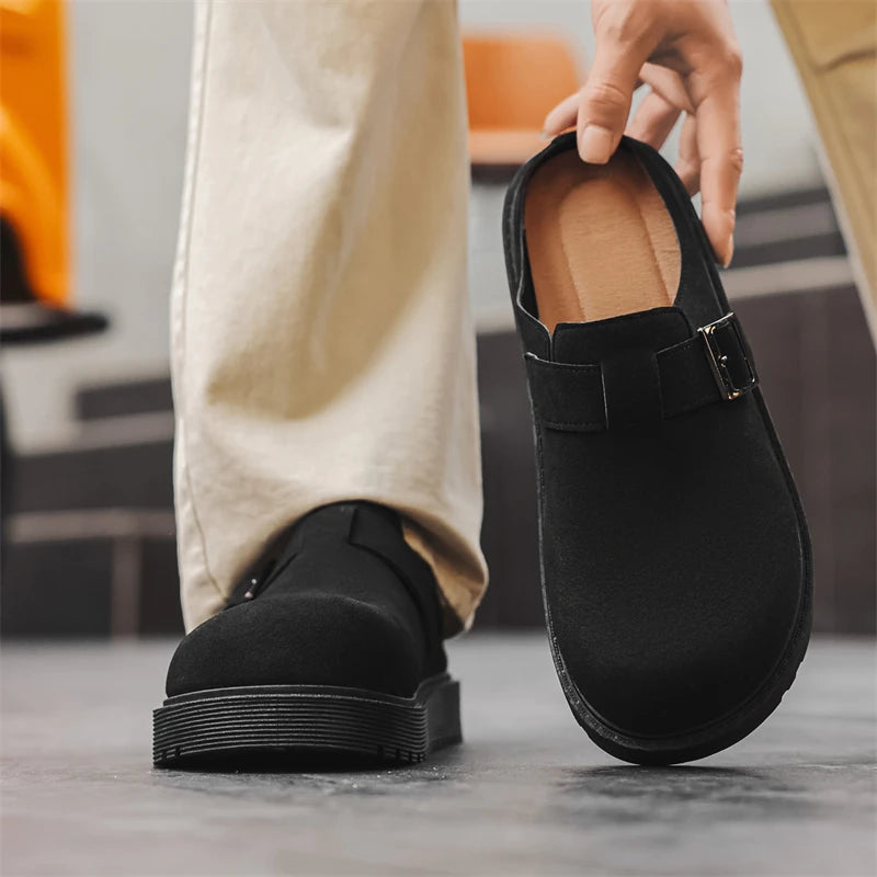 Men's slip on casual slippers summer anti-slip soft-sole breathable lightweight outdoor walking slippers fashion half slippers