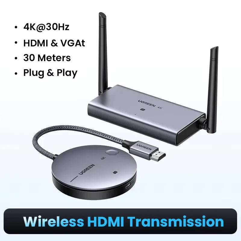 UGREEN Wireless HDMI Extender Kit 5G 50M Video Transmitter & Receiver 4K 30Hz/1080P Transmits Display Adapter for TV PC Monitor