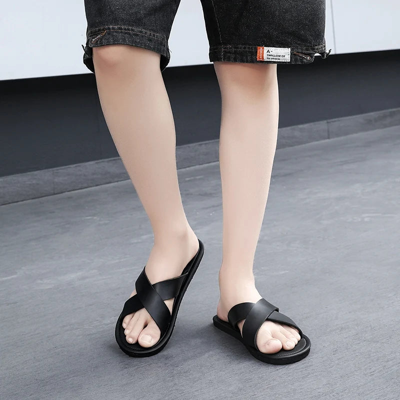 Men's slippers outdoor beach flat Flip-flop slippers summer casual slippers indoor home men's non slip shoes breathable sandals