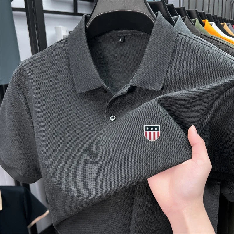 High-End Luxury Man T-Shirt Polo Shirt Lapel Button Pattern Printing Various Colors British Style Summer Leisure Golf Men's Wear