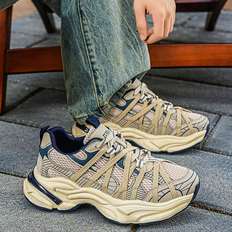 Chunky sneakers four seasons new Men's breathable light soft-sole anti-slip comfort outdoor casual walking sports running shoes