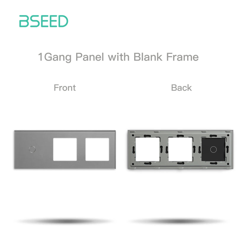 BSEED Crystal Light Switch Panel With Double Wall Socket Frames 228mm Metal Base Included Gass Frame EU Standard