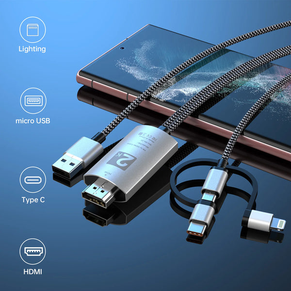 ខ្សែ UCable HDMI ទៅ Lightning 3 ក្នុង 1 សម្រាប់ភ្ជាប់អេក្រង់ទៅម៉ូនីទ័រផ្ដេក និងបញ្ឈរ សម្រាប់ I-O-S/ទូរស័ព្ទ Android