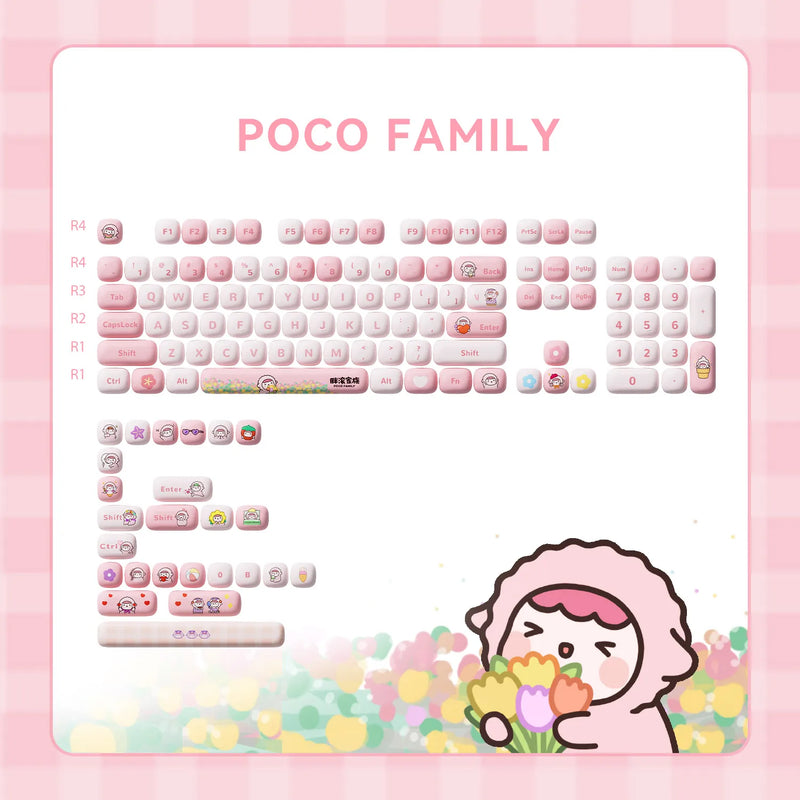 Akko 136 Keys Keycap Set Cute Animal Theme Keycaps PBT Dye-sublimation MOG Profile Keycaps Kawaii for Custom Mechanical Keyboard
