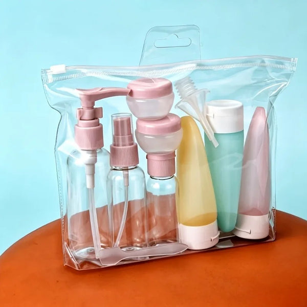 11pcs Travel Sub-bottling Set ,Leak-Proof Travel Toiletry, Airplane Approved Size,Spray Bottle & Squeeze Tubes with Bag