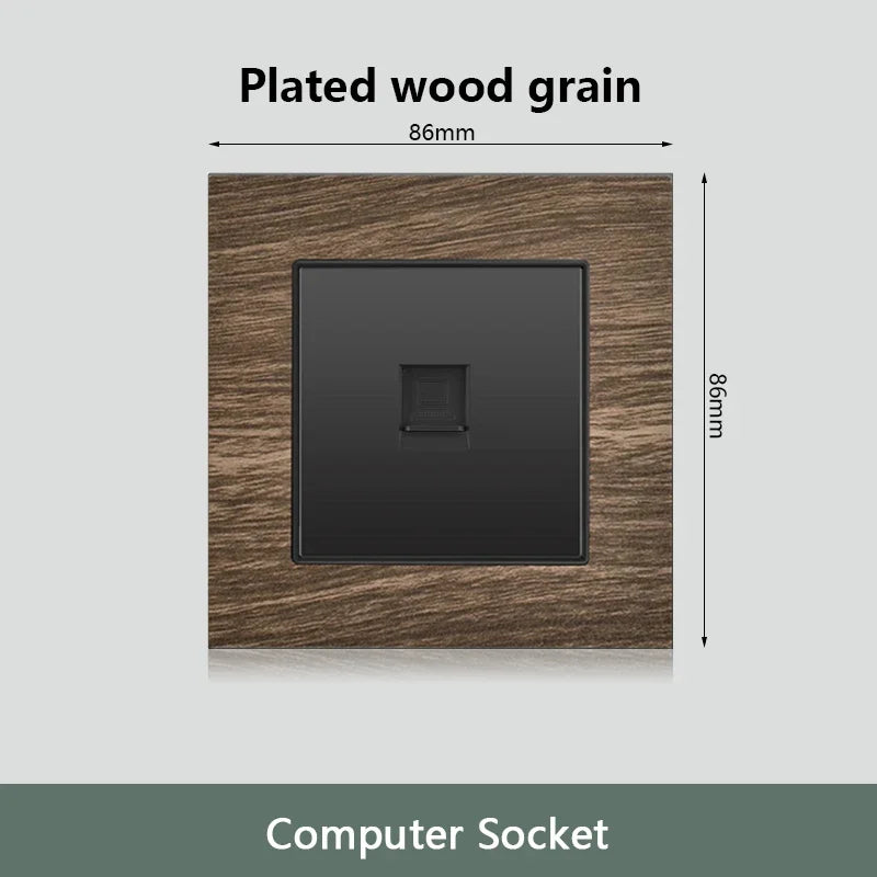 Retro Wood grain Wall Light Switch,18W Fast Type C Wall 220V Power Outlet plug,EU FR European Electrical socket with USB Charger