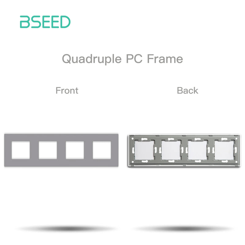 BSEED EU Standard Plastic Panel Wall Socket Frame PC Frame With Metal Plate 86/157/228/299mm White Black Golden Gray
